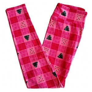 LuLaRoe Womens Leggings Size TC Pink Trees Candy Cane Holiday Christmas 2025 NWT